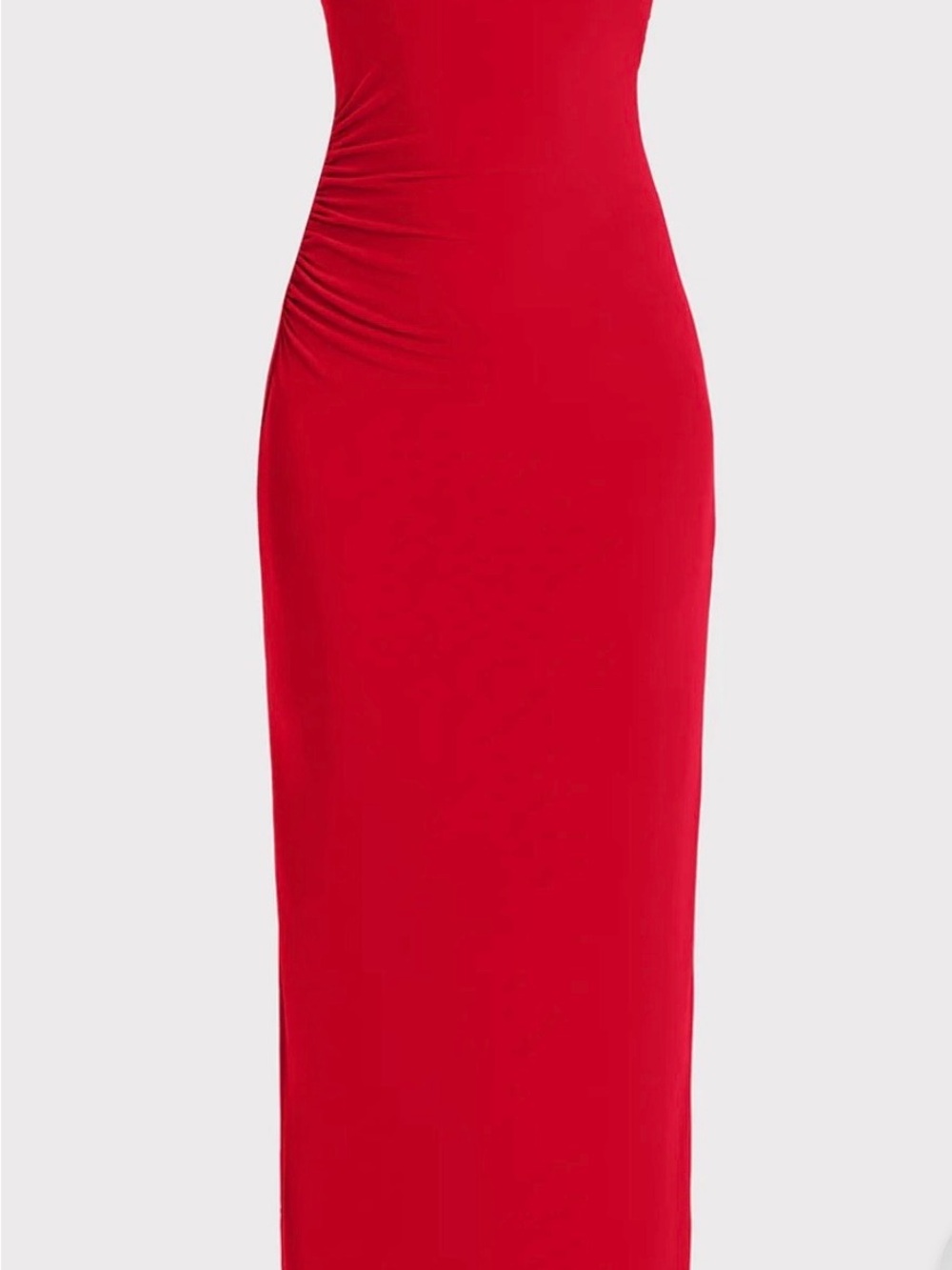 Herve Leger Red One-Shoulder Dress with Silver Chain Strap - Picture 4 of 6